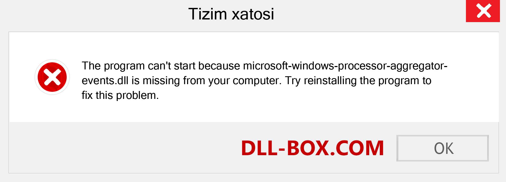 microsoft-windows-processor-aggregator-events.dll fayli yo'qolganmi?. Windows 7, 8, 10 uchun yuklab olish - Windowsda microsoft-windows-processor-aggregator-events dll etishmayotgan xatoni tuzating, rasmlar, rasmlar